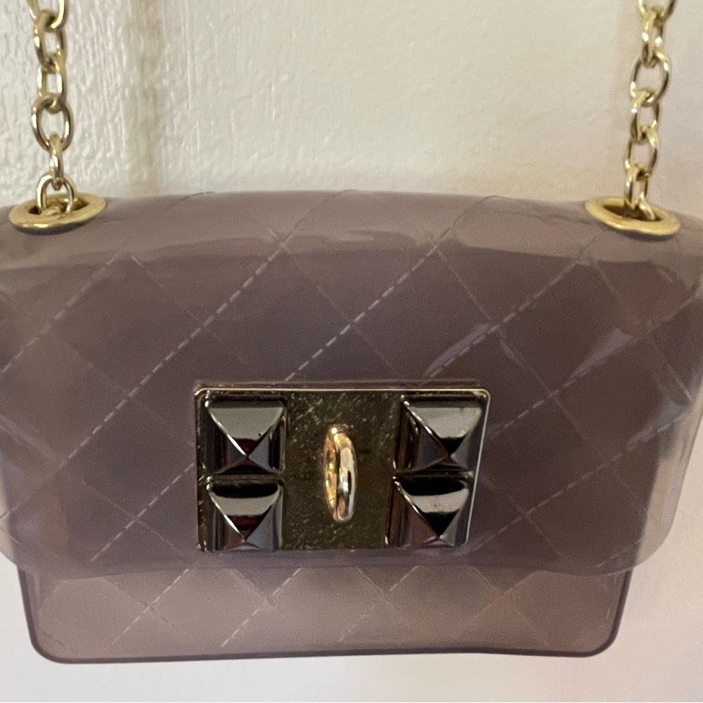 Steve Madden Clear Mini Purse with Gold Color Chain